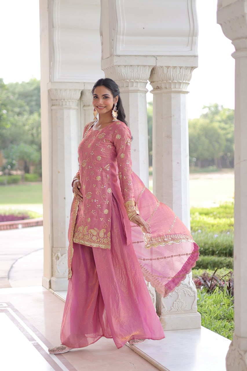 Festive Sequins Kurta Sharara Set