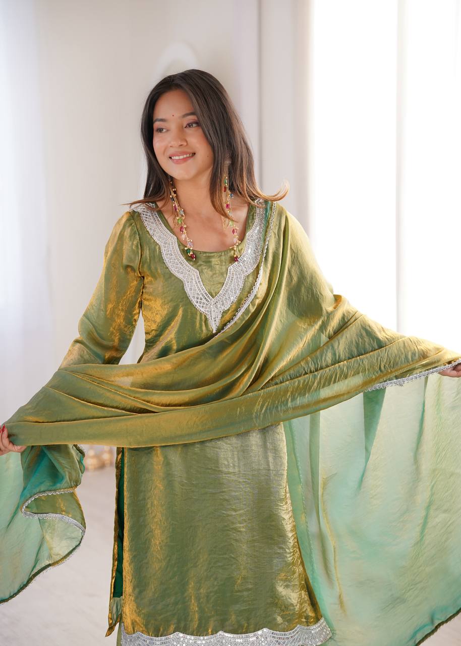 Zeenat Green Kurta Sharara Set