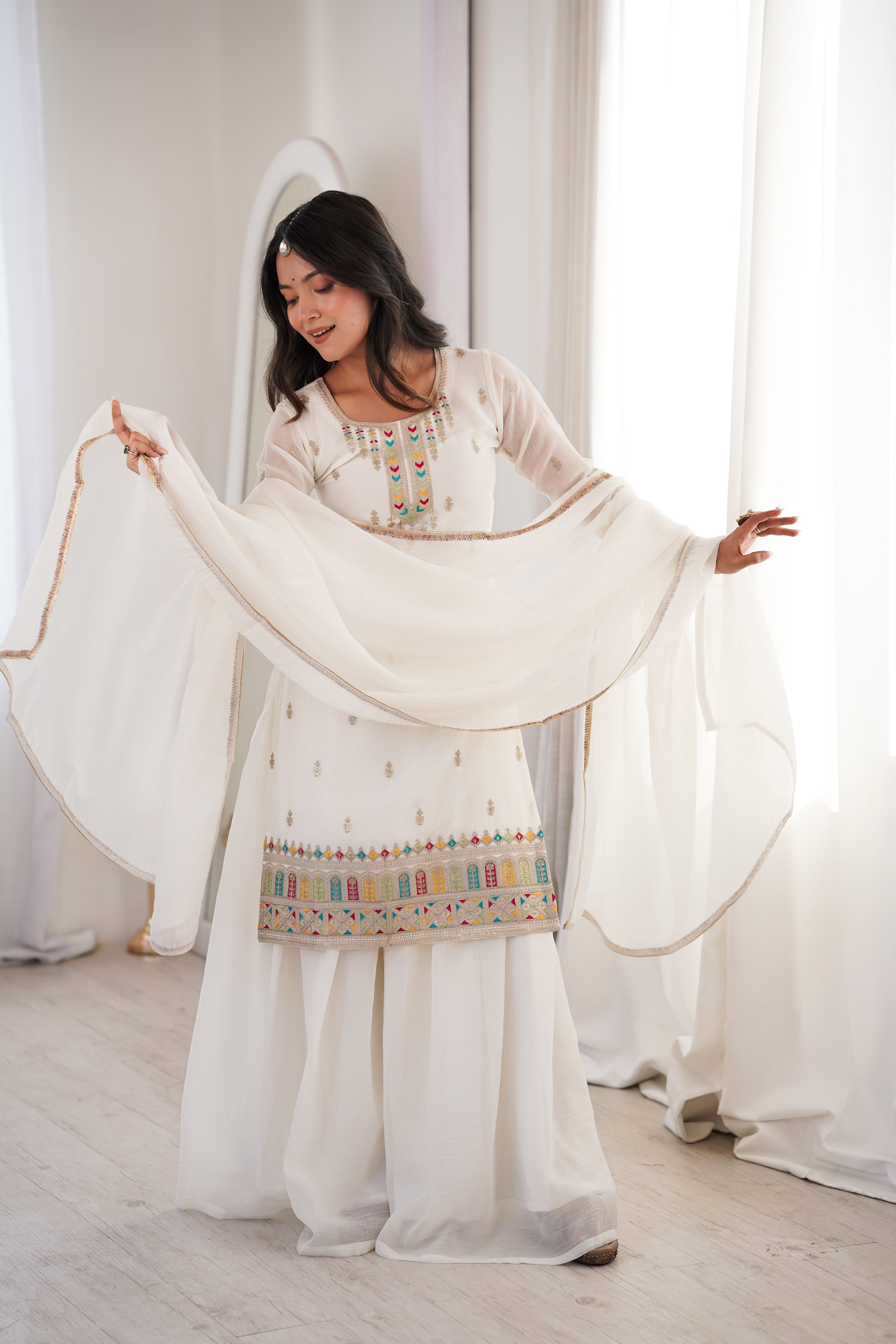 Swan Glow Festive Sharara Set