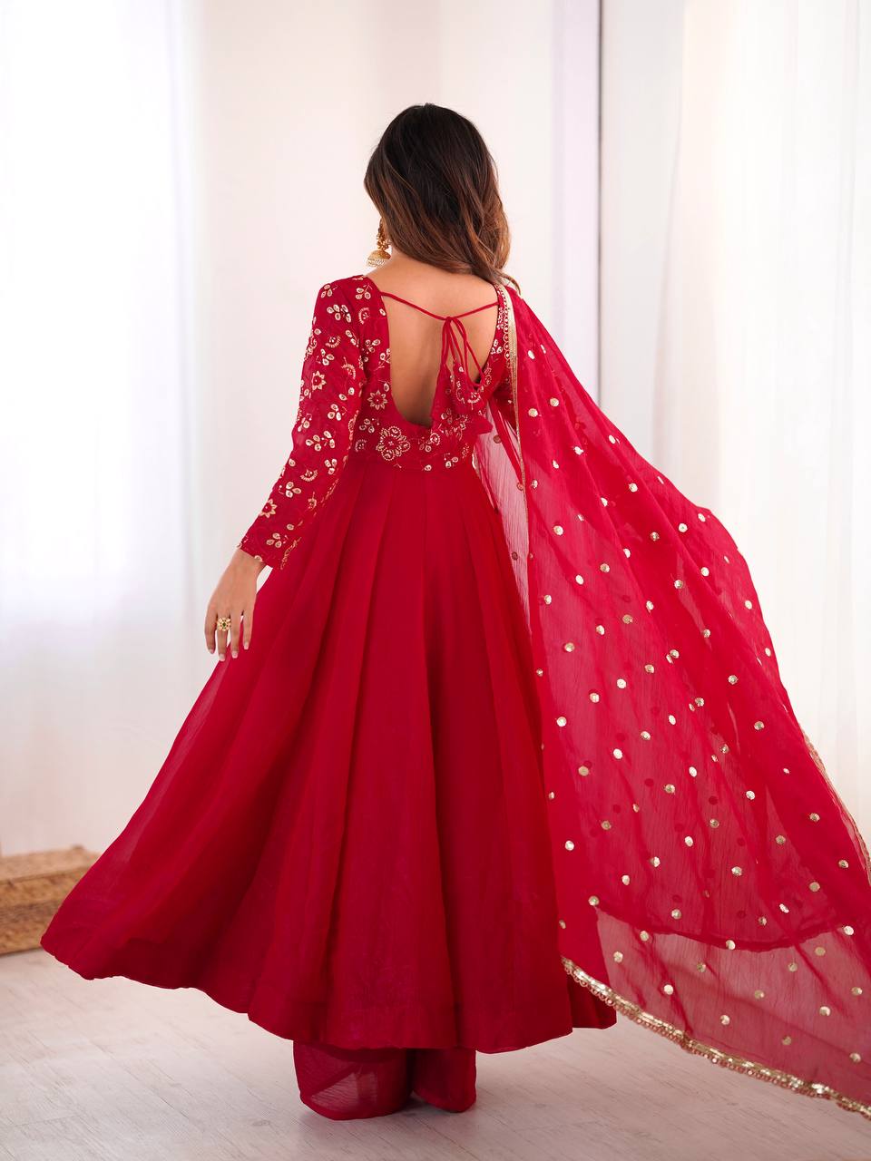 Ruby Radiance Flared Suit Set