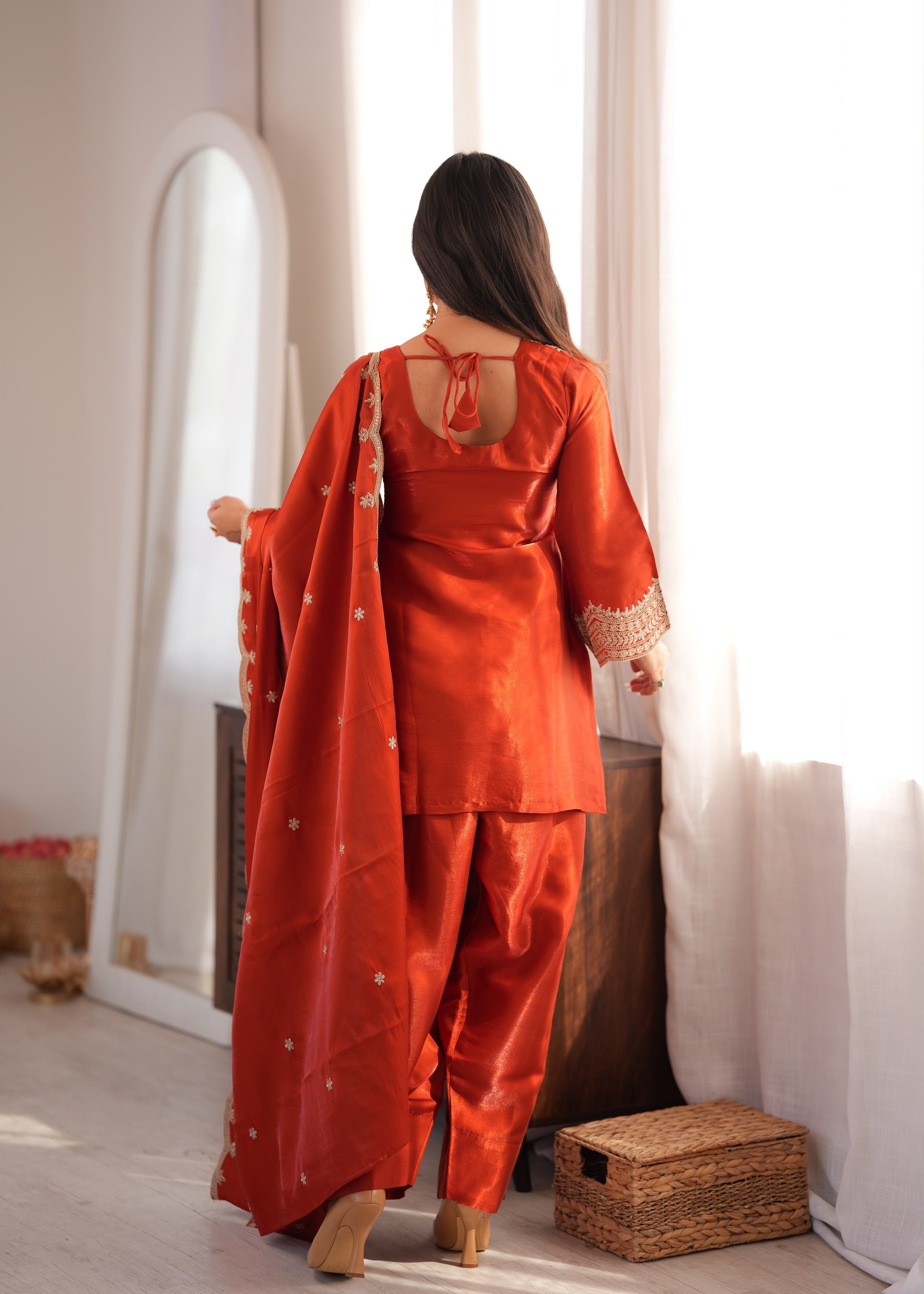 Scarlet Embroidered Farshi Salwaar Set