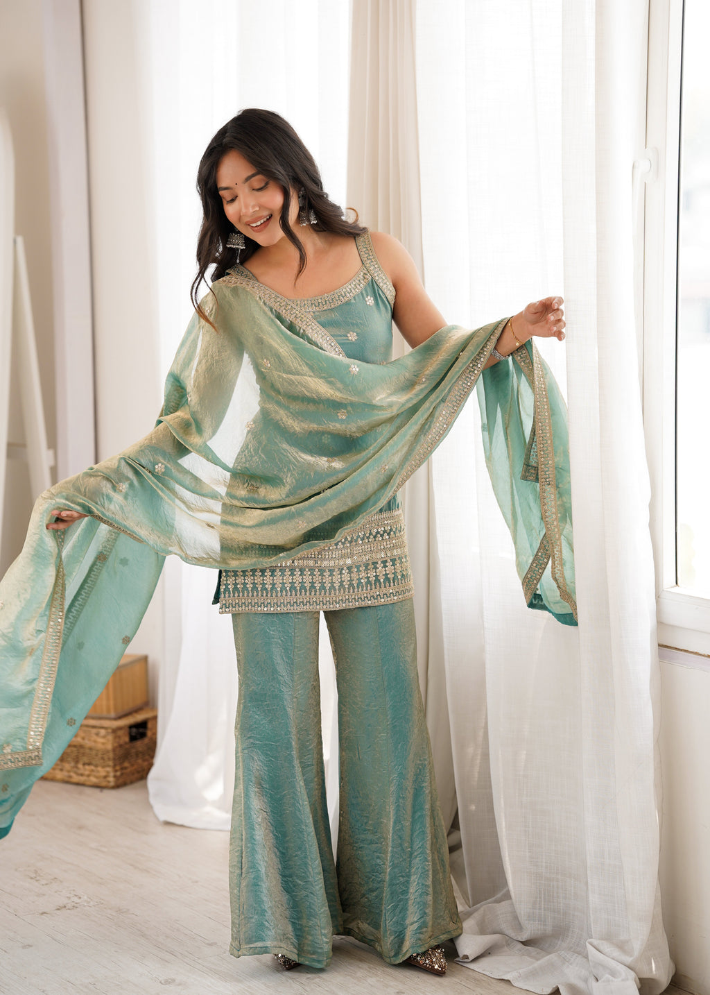 Shimmering Bloom Sharara Suit Set