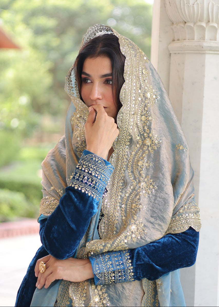 Stunning Zari Velvet Kurta Set