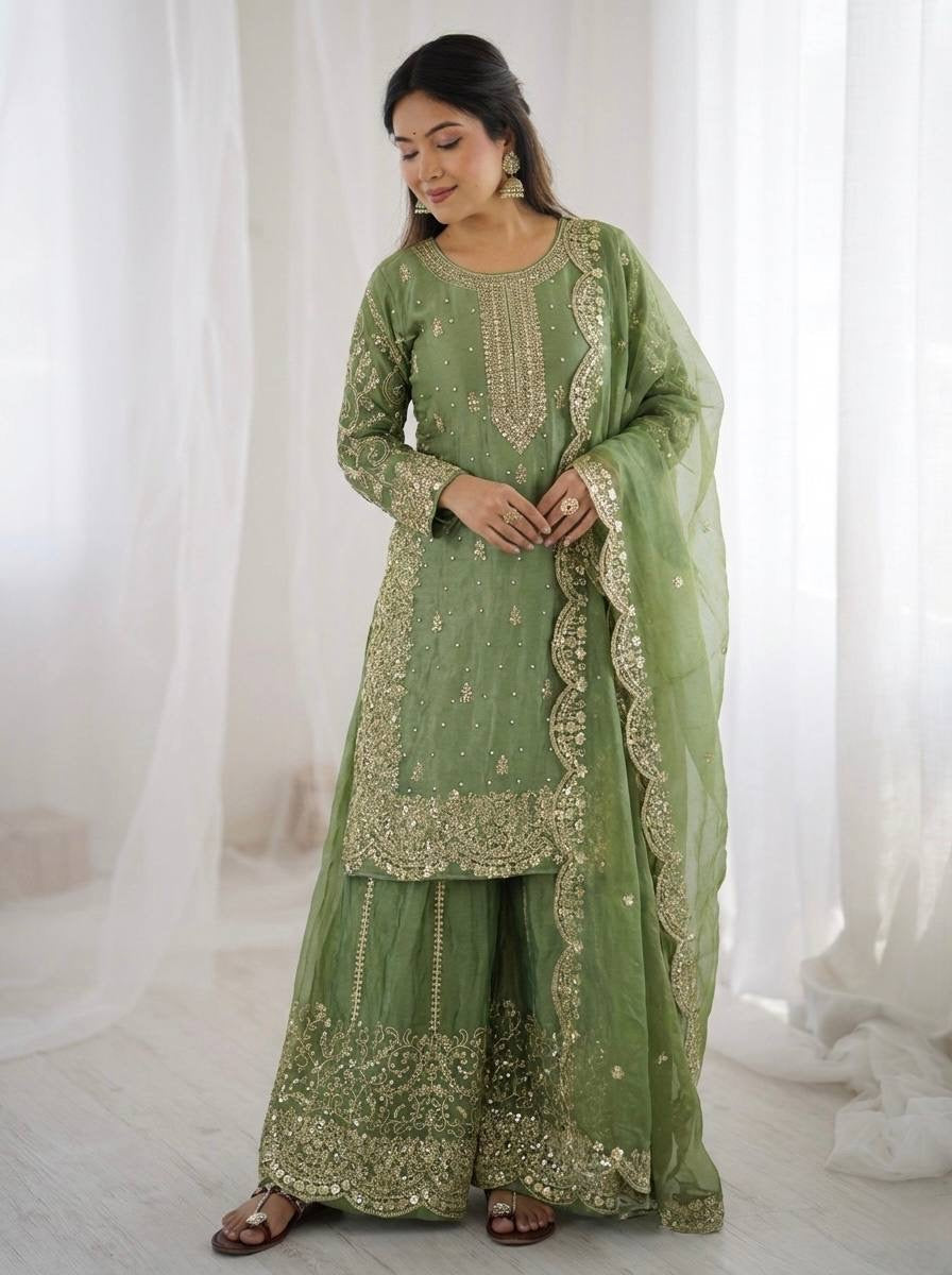 Graceful Sequins Work Ethnic Set