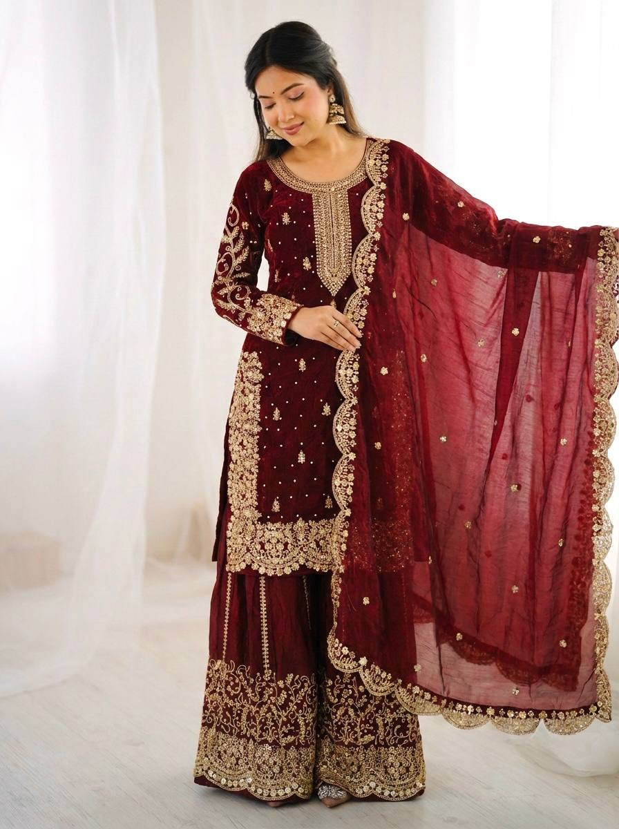 Graceful Sequins Work Ethnic Set