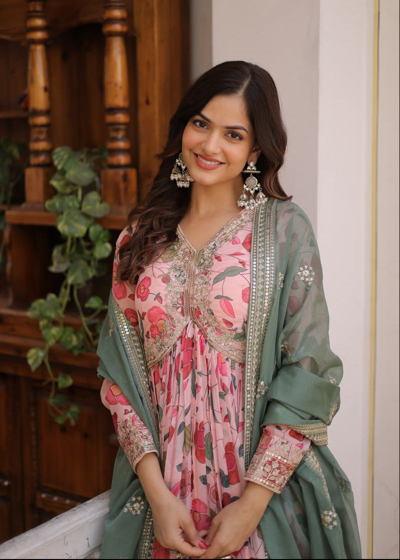 Elegant Alia Cut Festive Gown