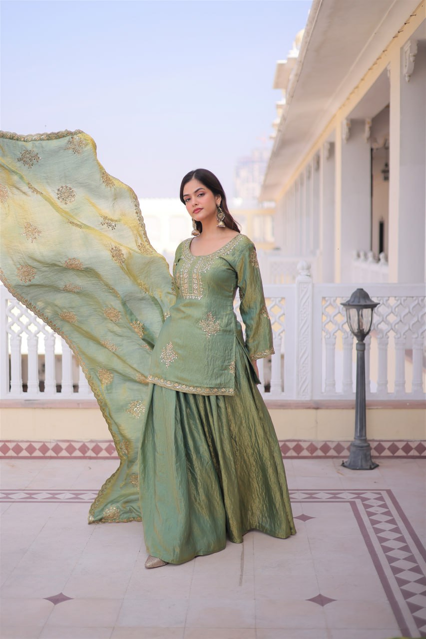 Majestic Zari Work Sharara Set