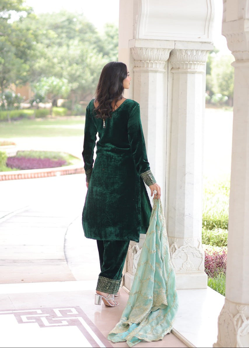 Stunning Zari Velvet Kurta Set