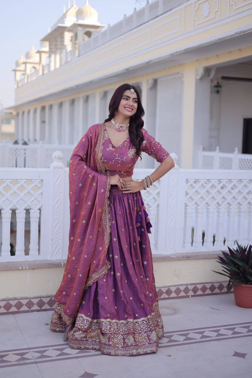 Shaahi Zari-Sequins YSL Silk Lehenga