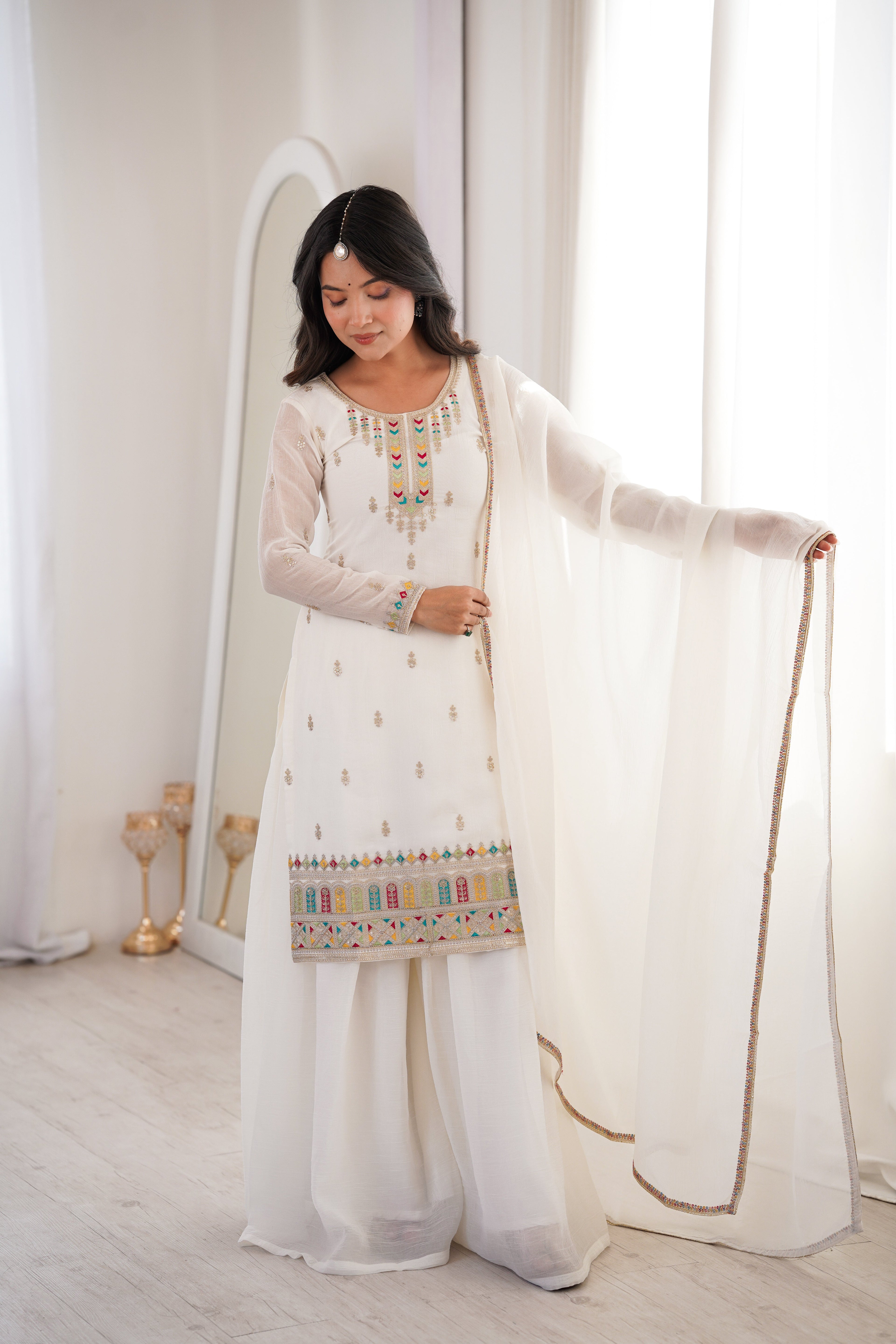 Swan Glow Festive Sharara Set