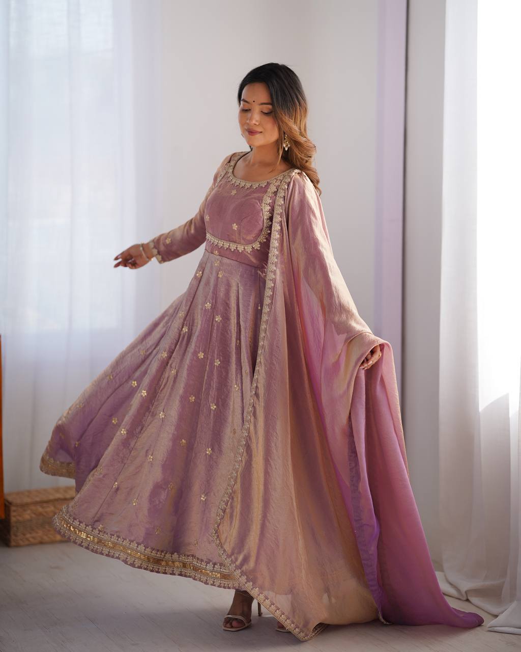 Designer Sequins Embellished Gown Set