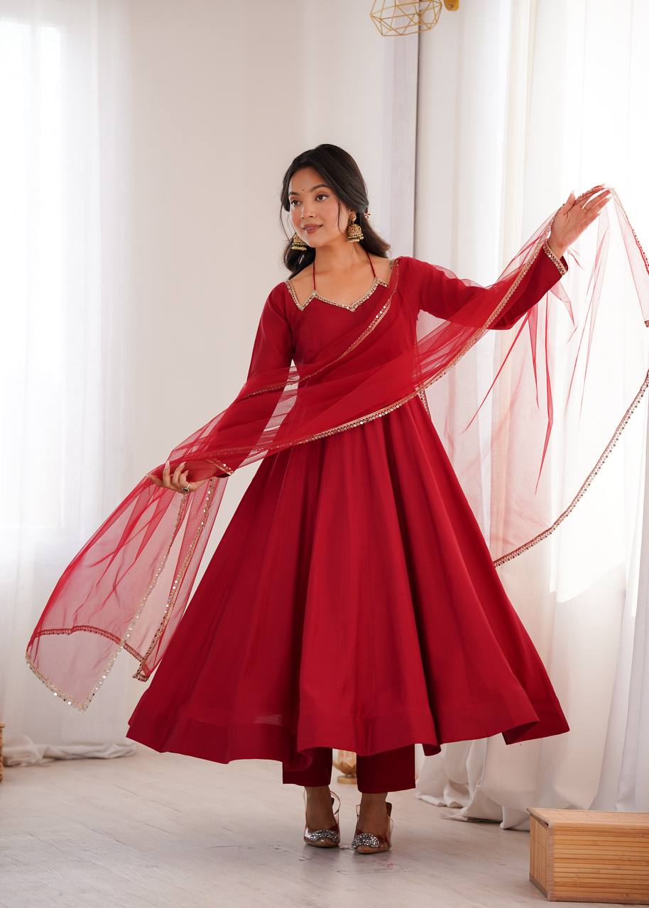 Chanderi Grace Flare Anarkali Set