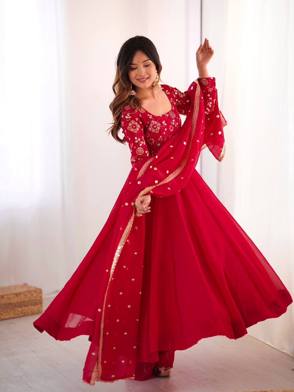 Ruby Radiance Flared Suit Set