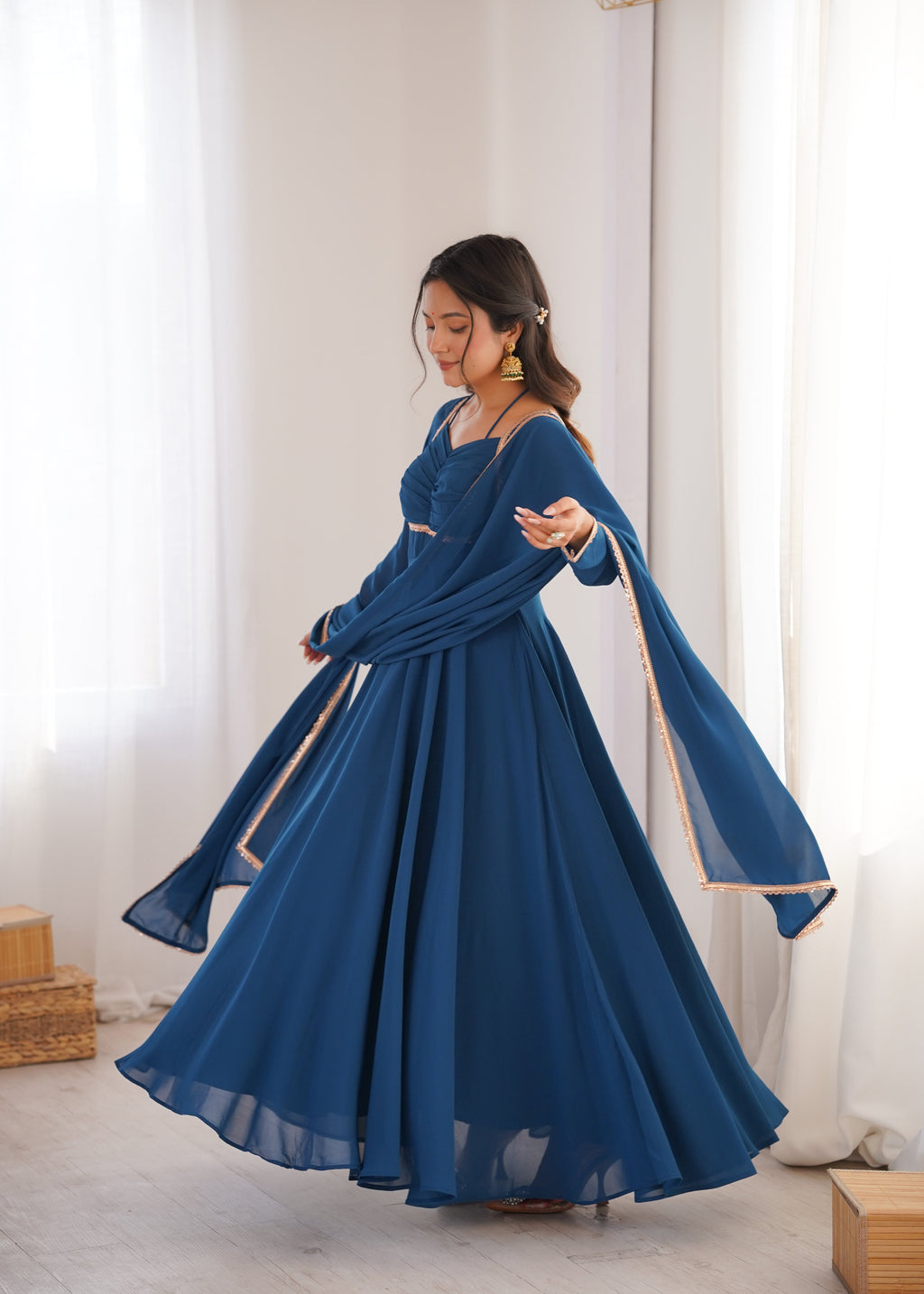 Graceful Festive Gown With Dupatta