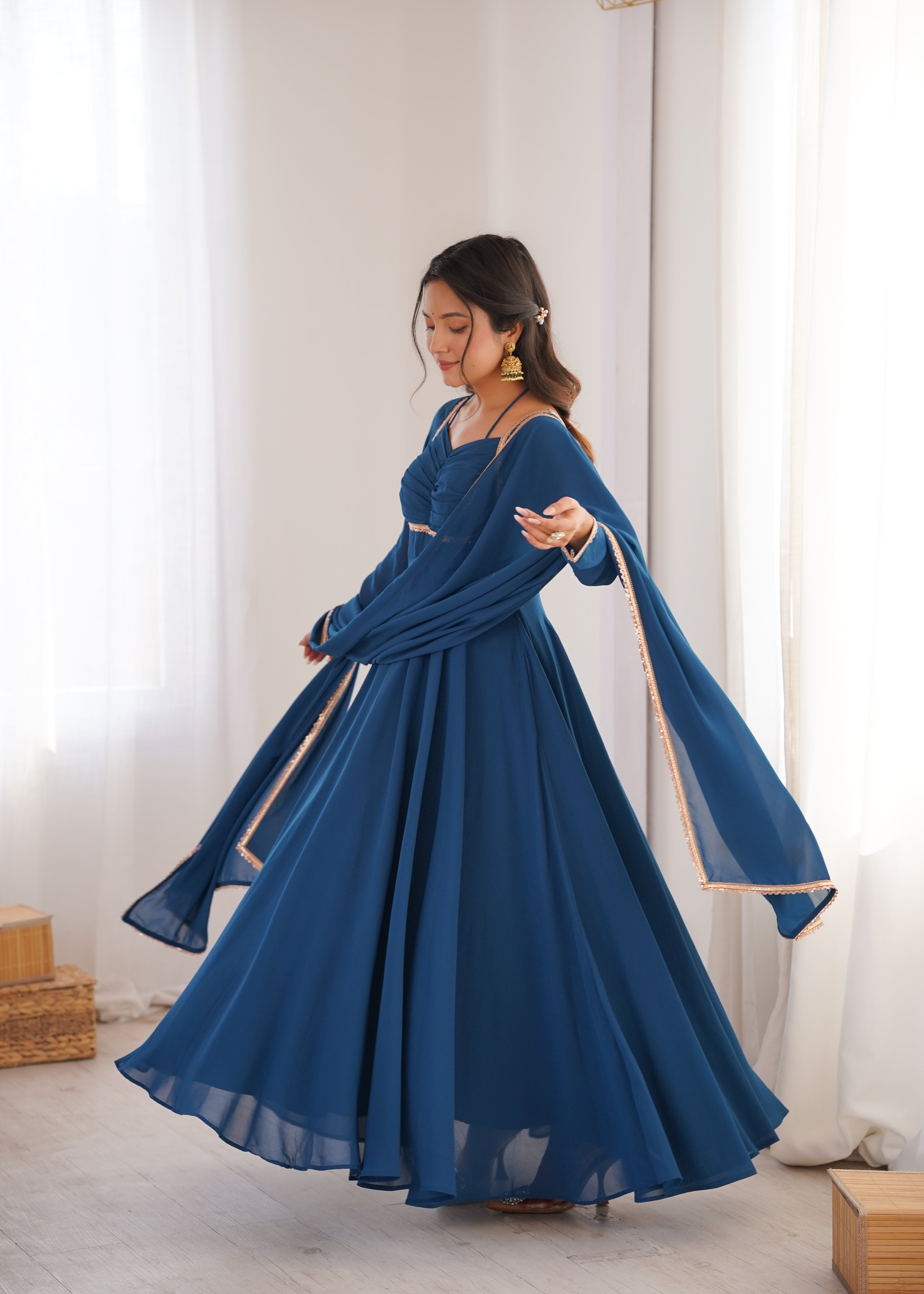 Graceful Festive Gown With Dupatta