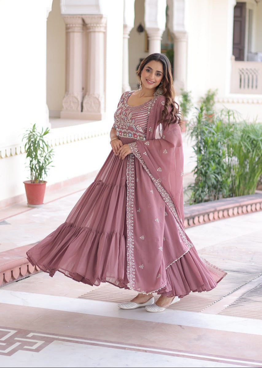 Elegance Multithread Embroidered Gown