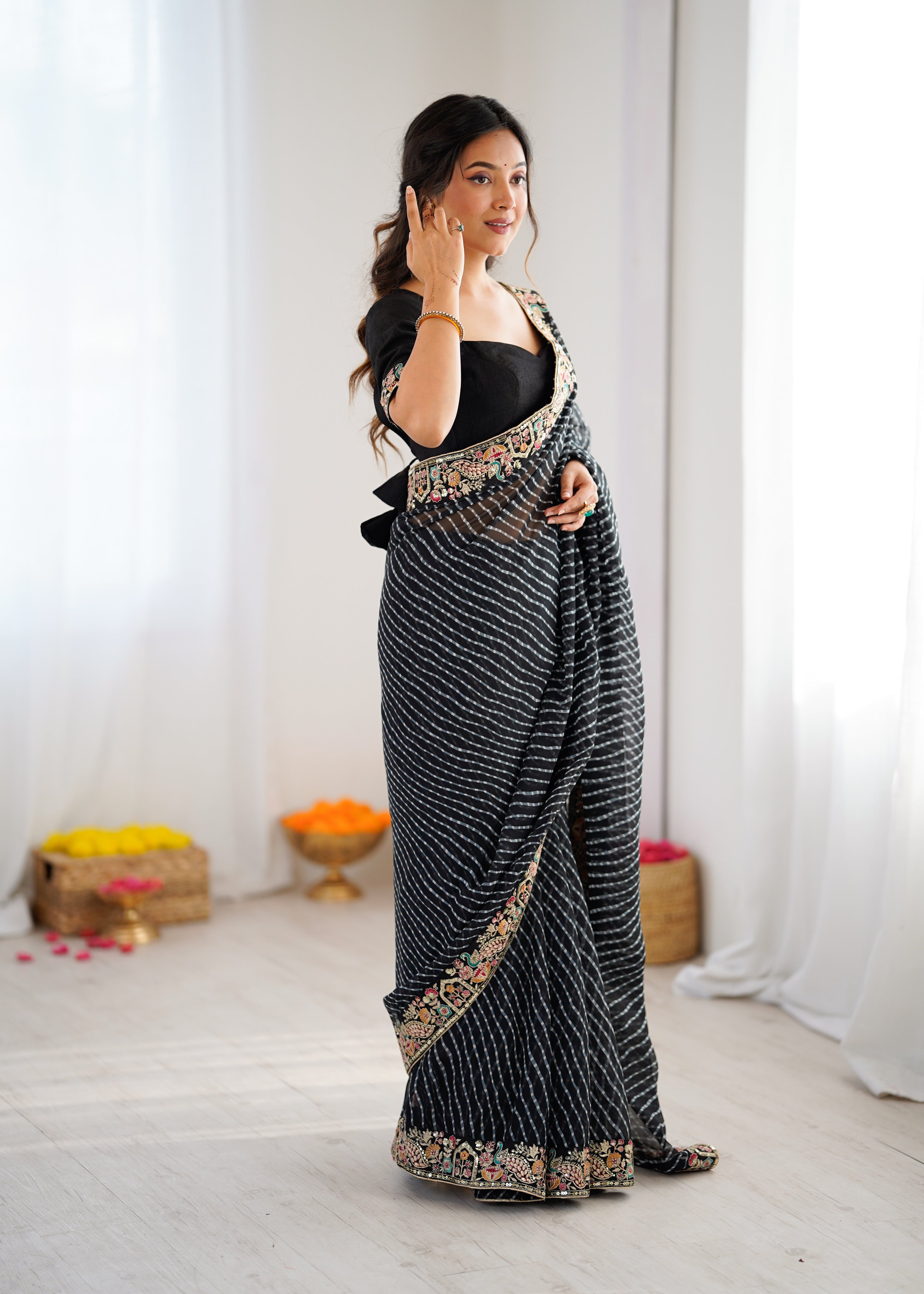 Midnight Badhani Embroidered Saree