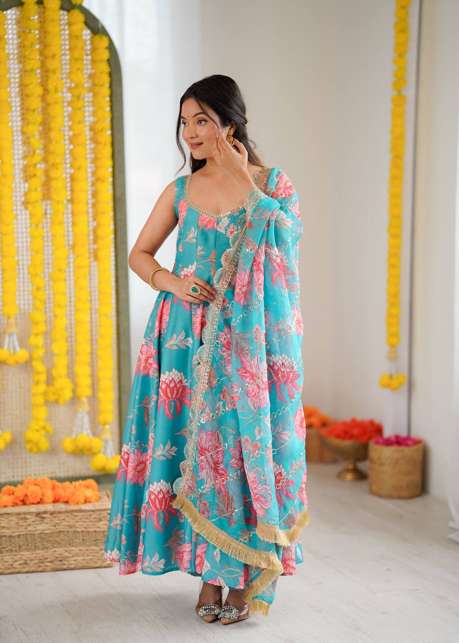 Soft Petals Floral Anarkali Set
