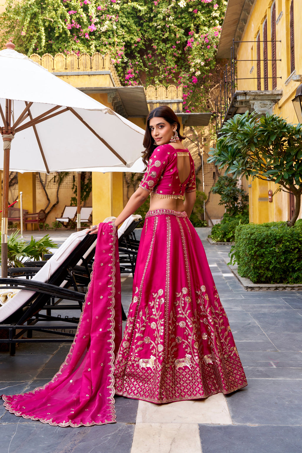 Aarika pink natural silk lehenga choli with sequins and thread embroidery work