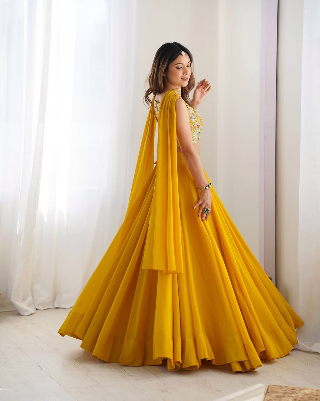 Amaya pure soft fox georgette yellow lehenga set