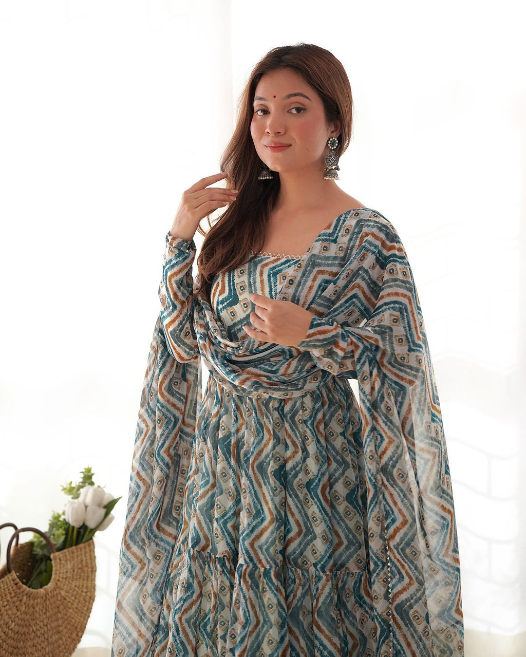 Blue georgette Ameyaa designer Anarkali suit
