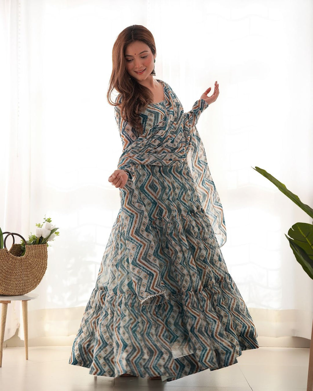 Blue georgette Ameyaa designer Anarkali suit