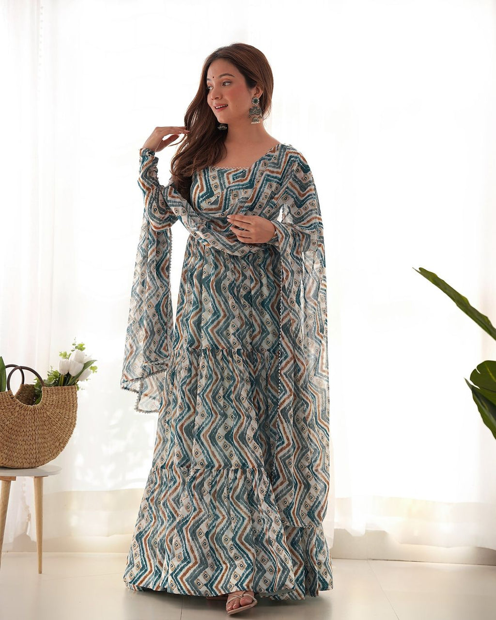 Blue georgette Ameyaa designer Anarkali suit