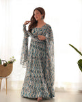 Blue georgette Ameyaa designer Anarkali suit