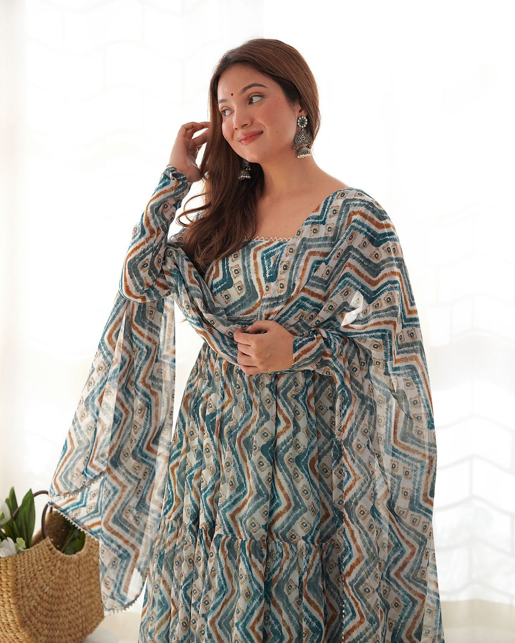 Blue georgette Ameyaa designer Anarkali suit