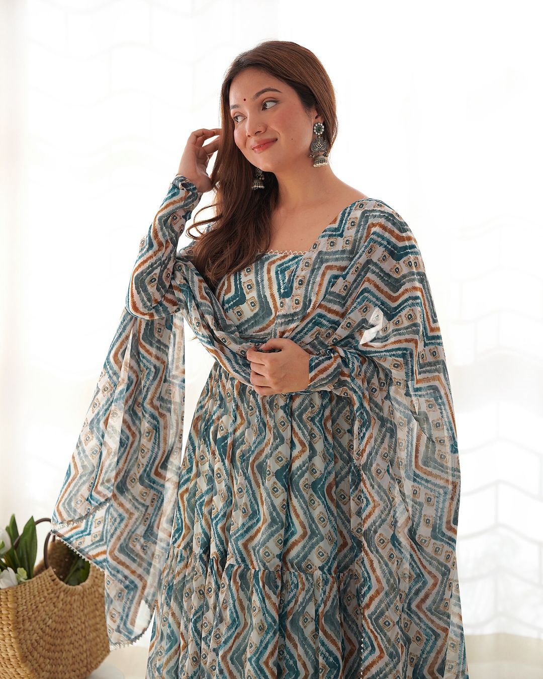 Blue georgette Ameyaa designer Anarkali suit