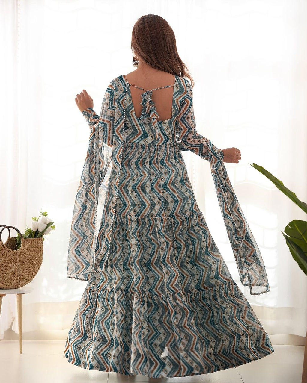 Blue georgette Ameyaa designer Anarkali suit