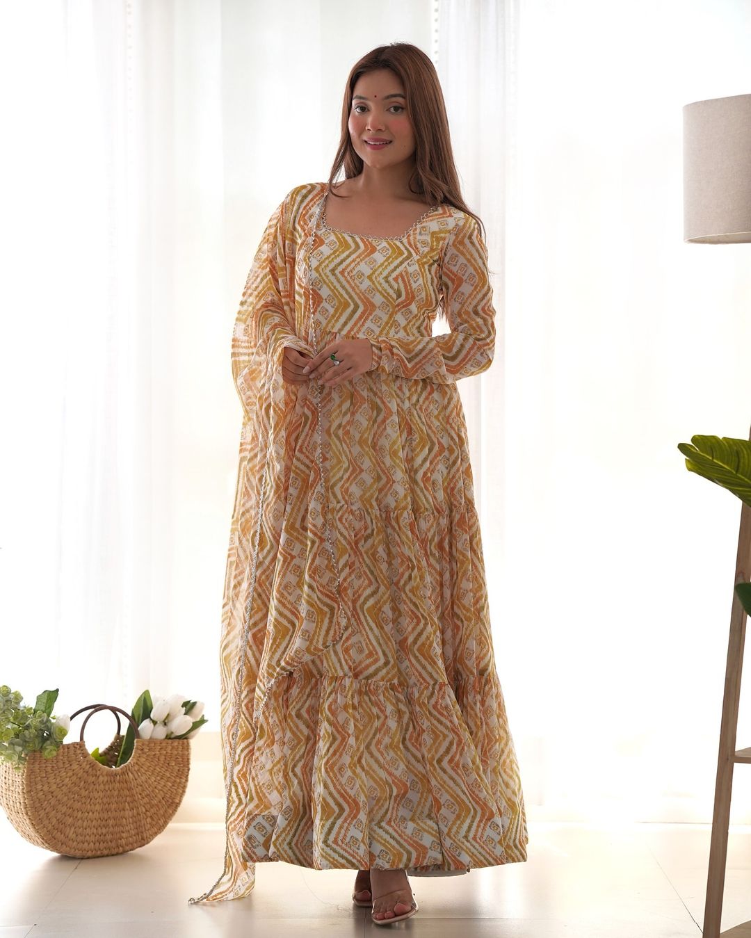 Ameyaa off white georgette Anarkali suit set