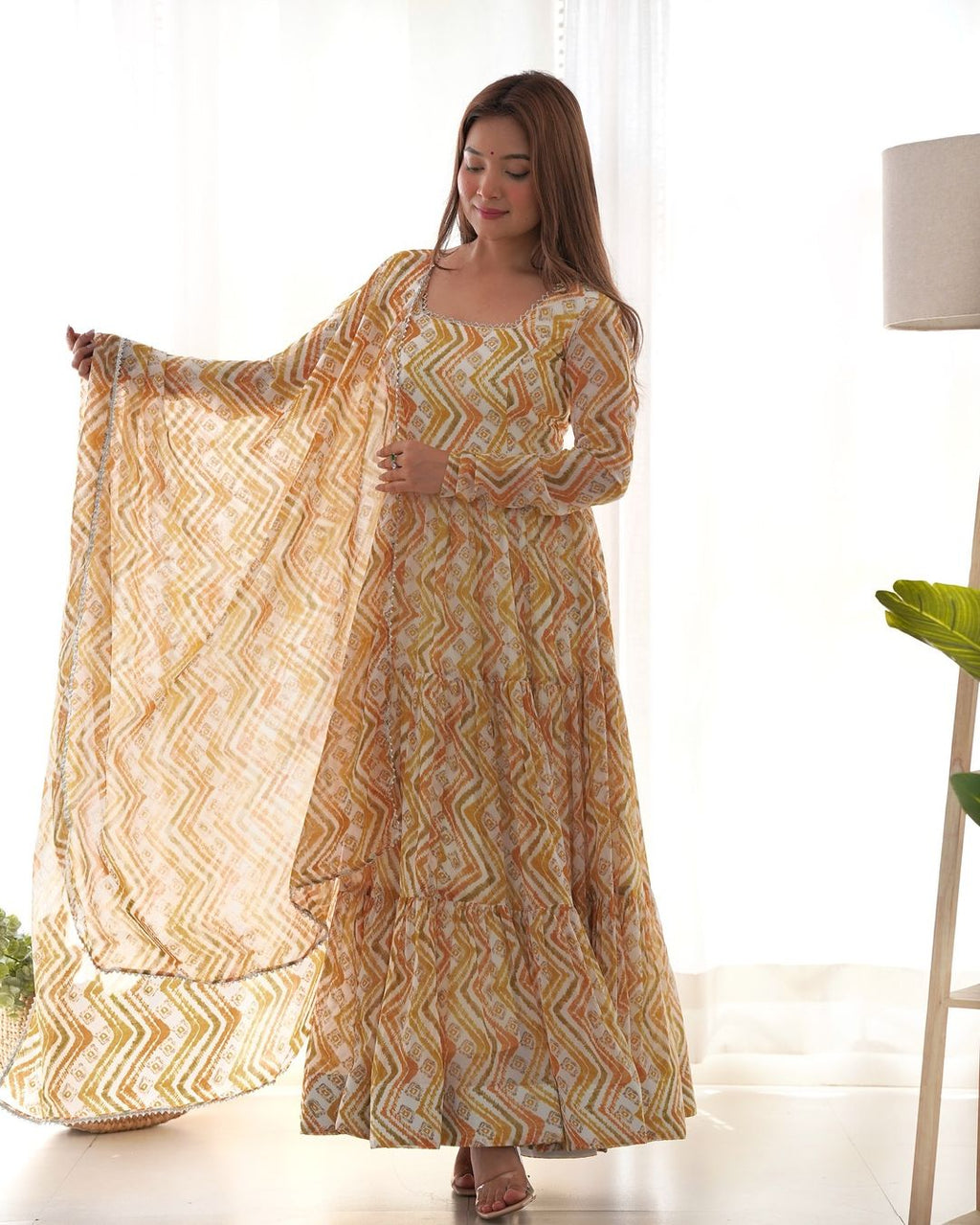 Ameyaa off white georgette Anarkali suit set