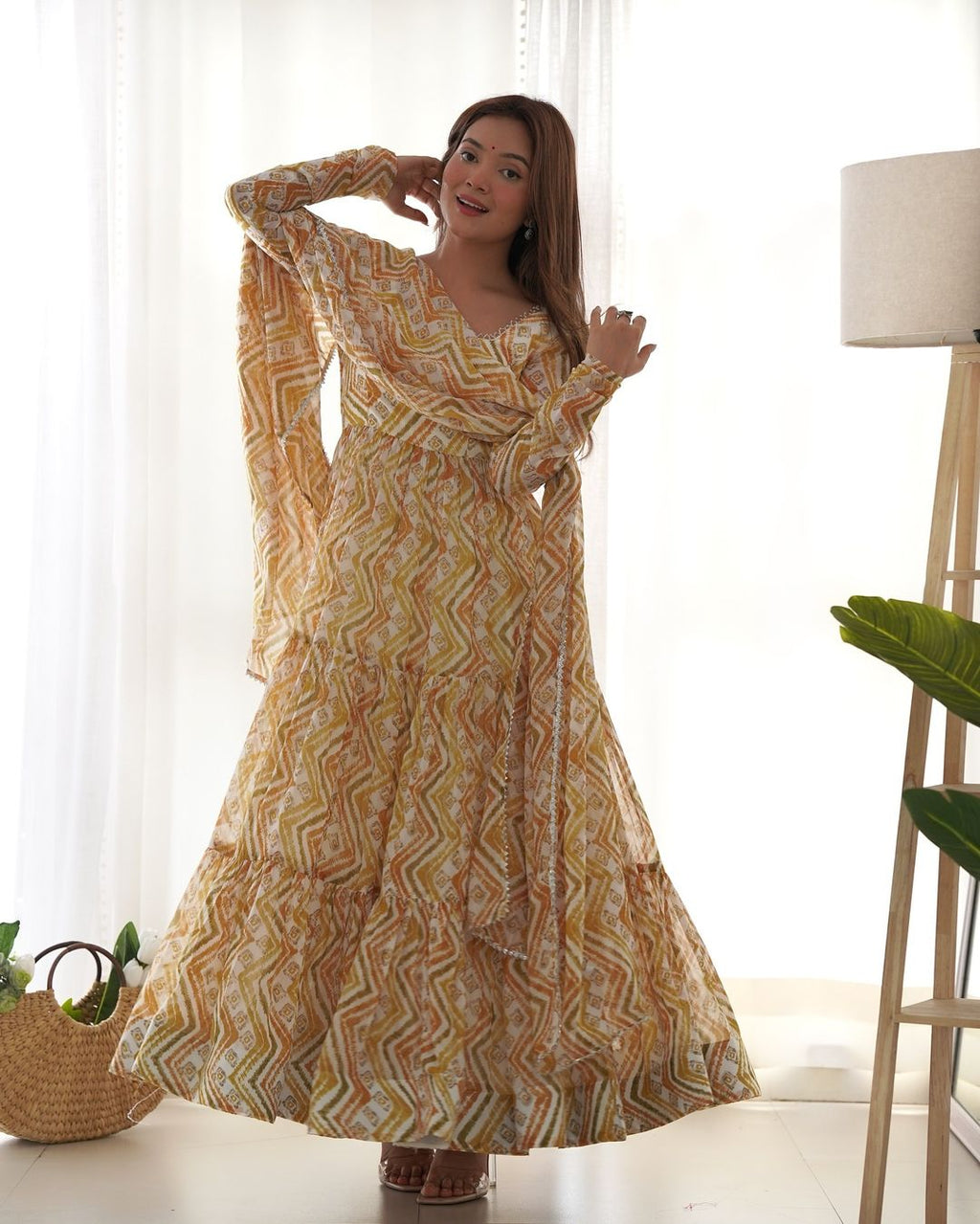 Ameyaa off white georgette Anarkali suit set
