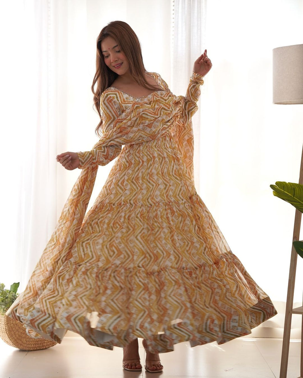 Ameyaa off white georgette Anarkali suit set