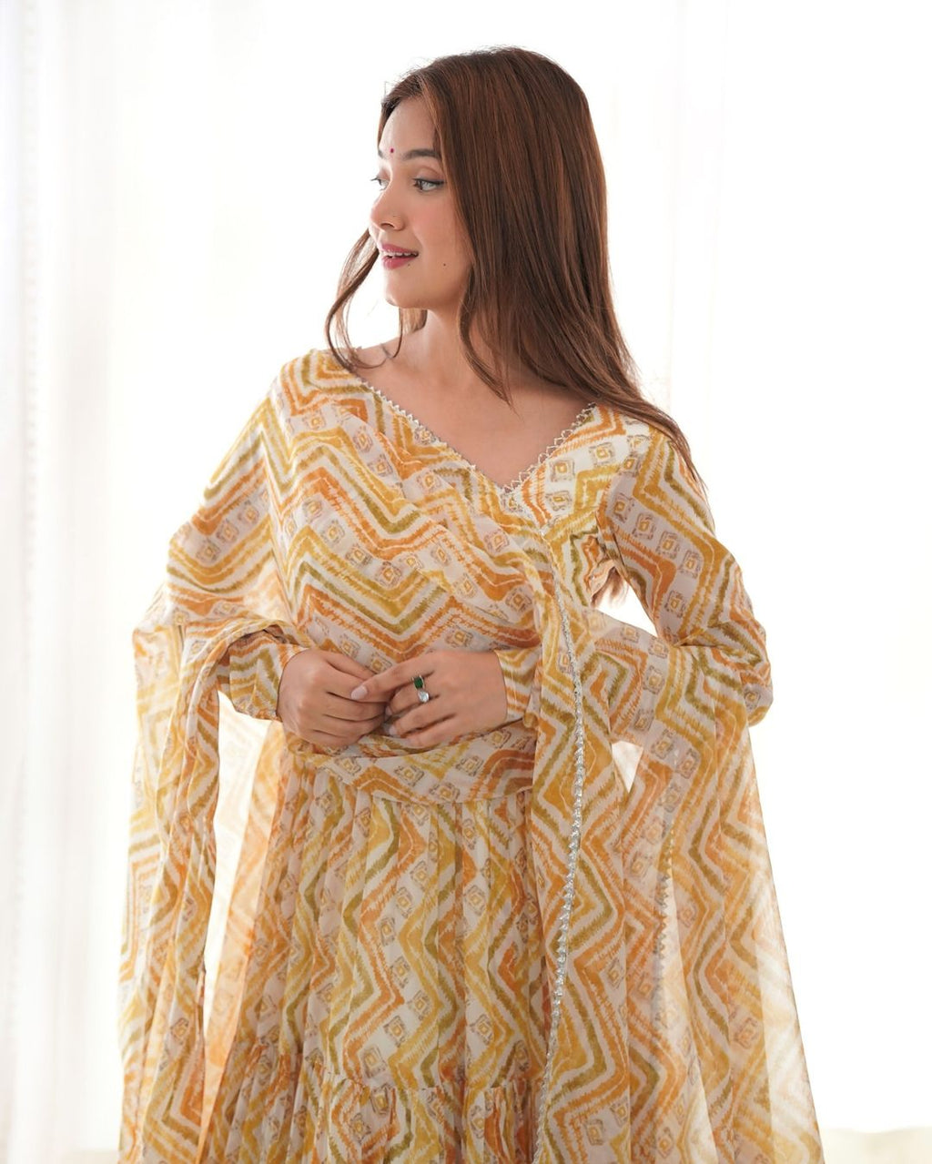 Ameyaa off white georgette Anarkali suit set