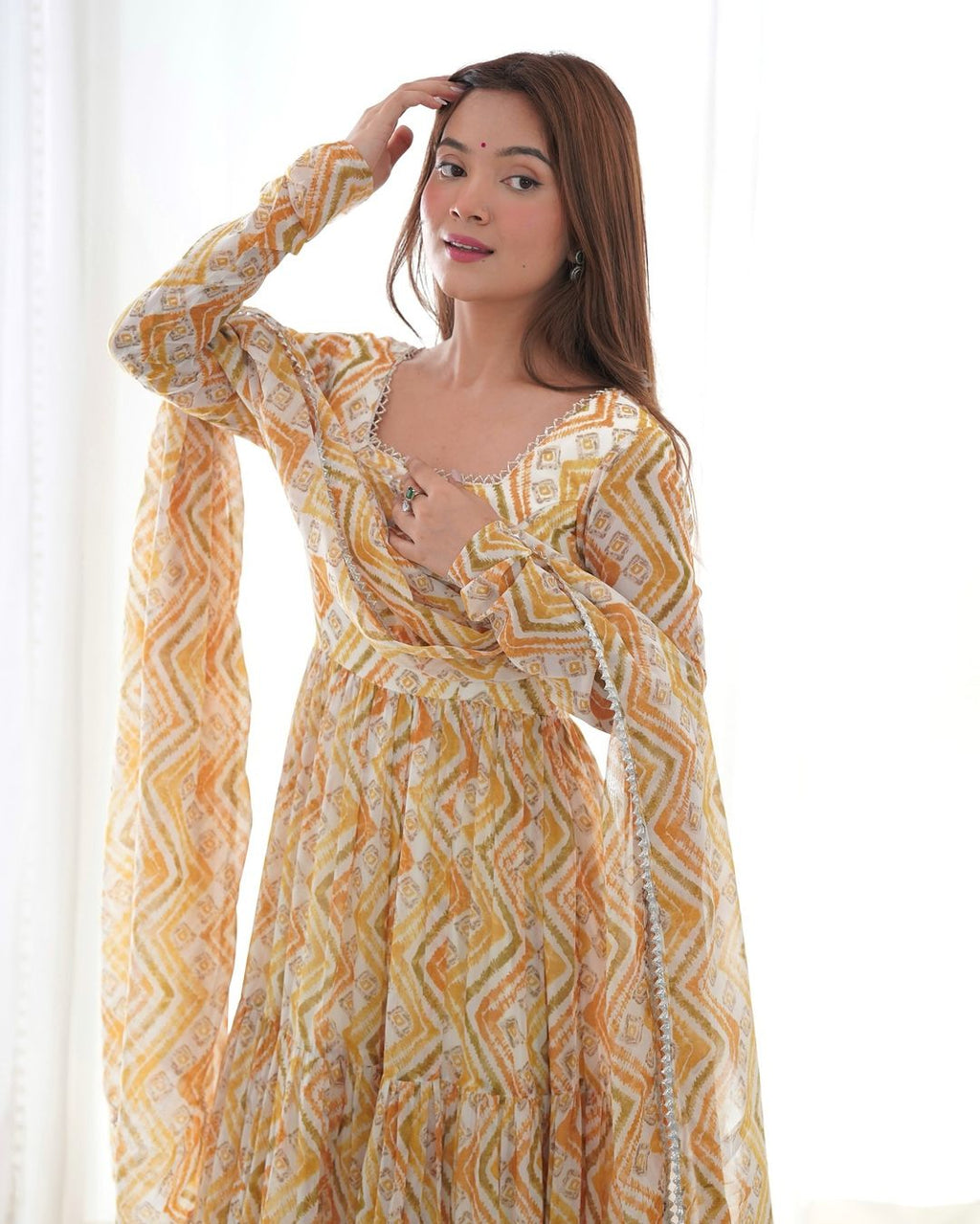 Ameyaa off white georgette Anarkali suit set