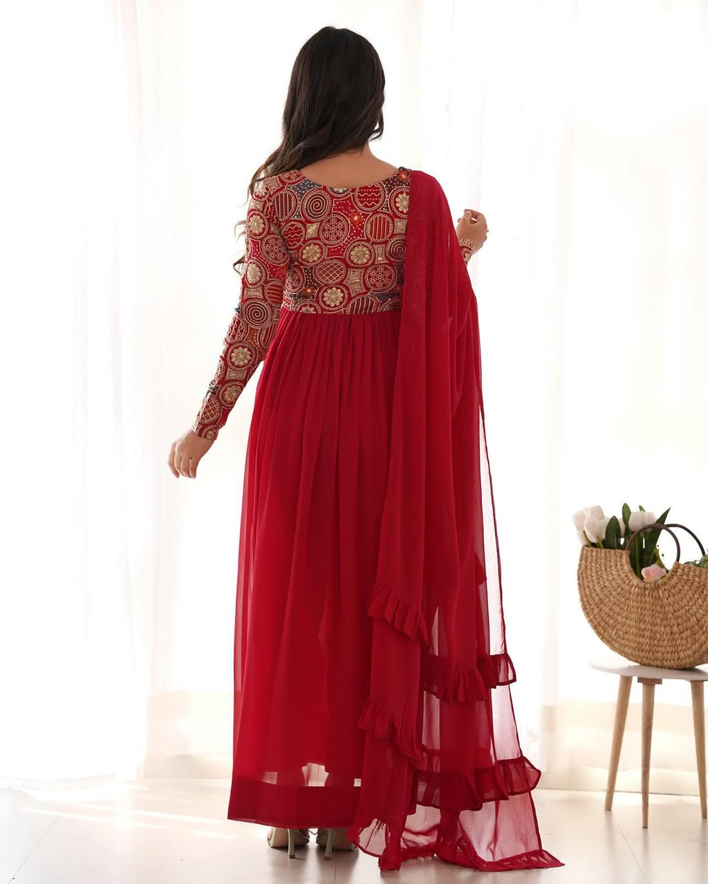 Anvika maroon pure soft fox georgette anarkali suit set
