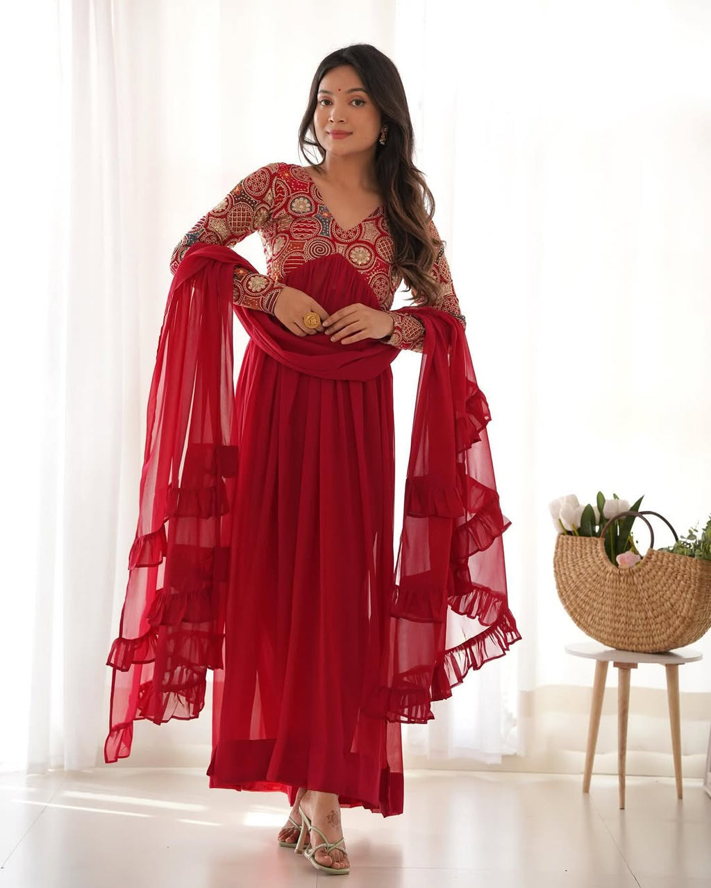 Anvika maroon pure soft fox georgette anarkali suit set