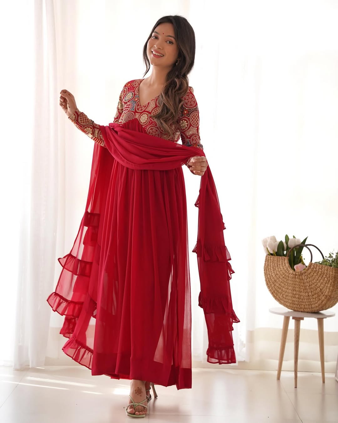 Anvika maroon pure soft fox georgette anarkali suit set