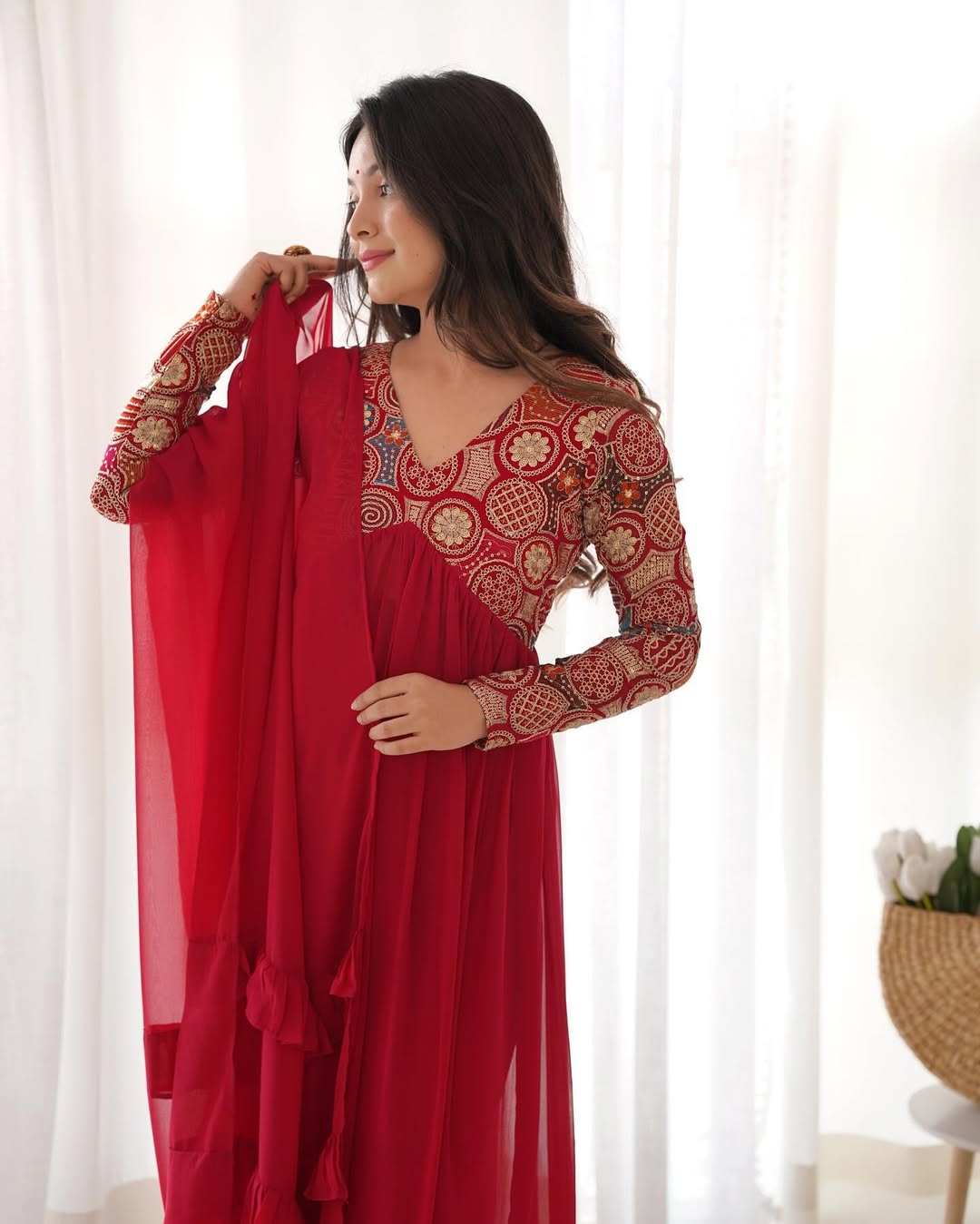 Anvika maroon pure soft fox georgette anarkali suit set