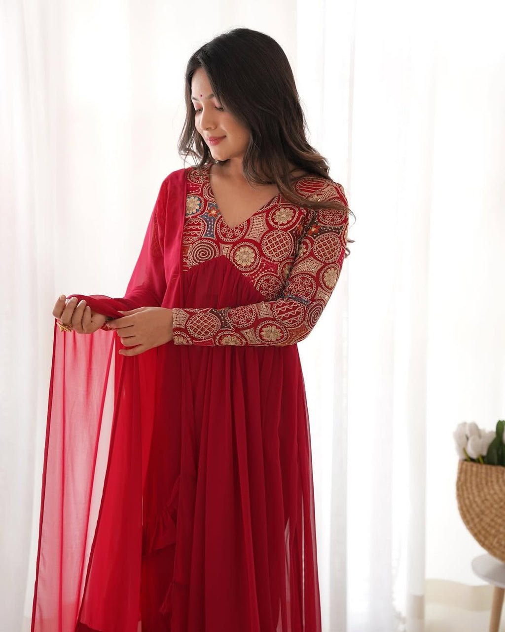 Anvika maroon pure soft fox georgette anarkali suit set
