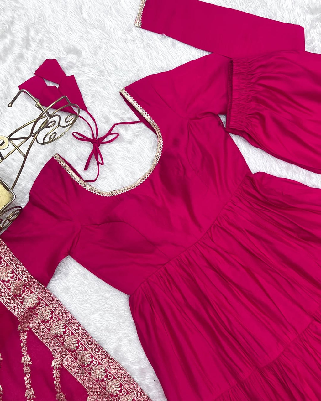 Pink Roman silk flared Ashika designer Anarkali gown
