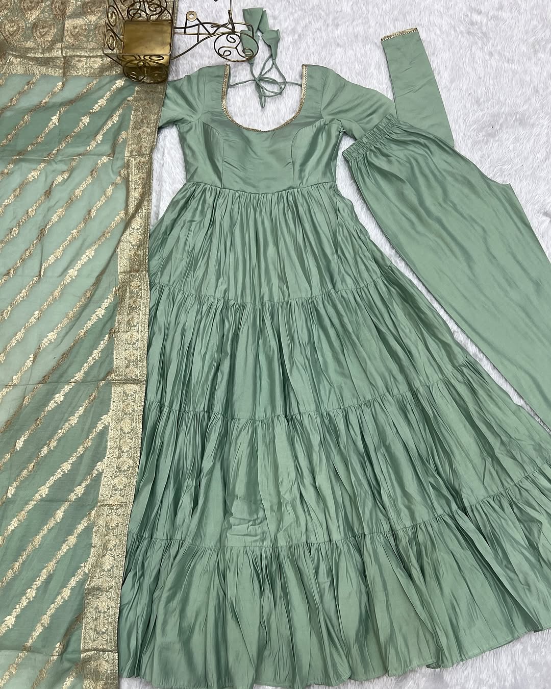 Pista Roman silk flared Ashika designer Anarkali gown