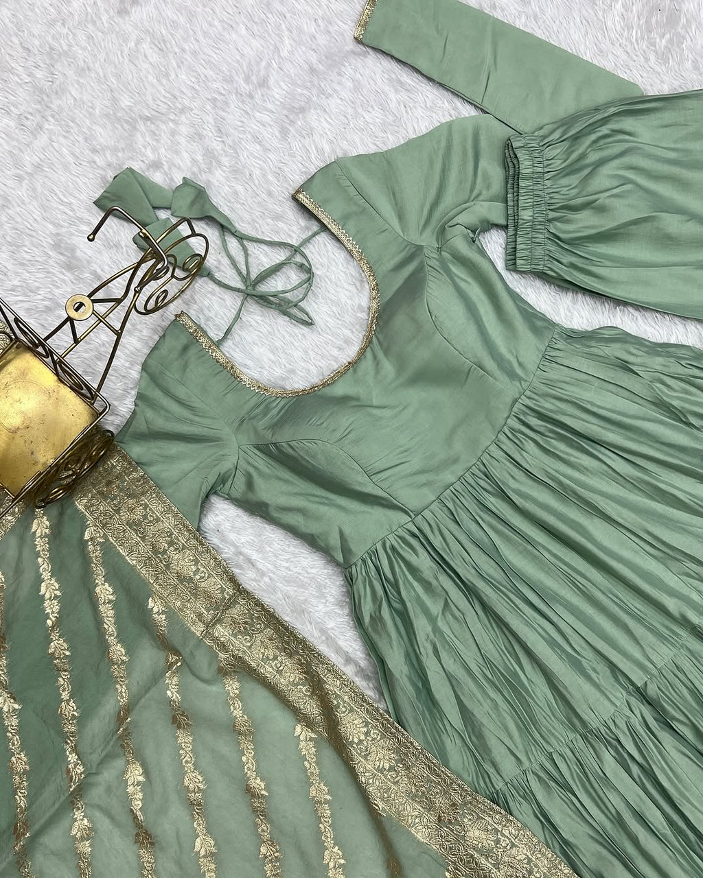 Pista Roman silk flared Ashika designer Anarkali gown