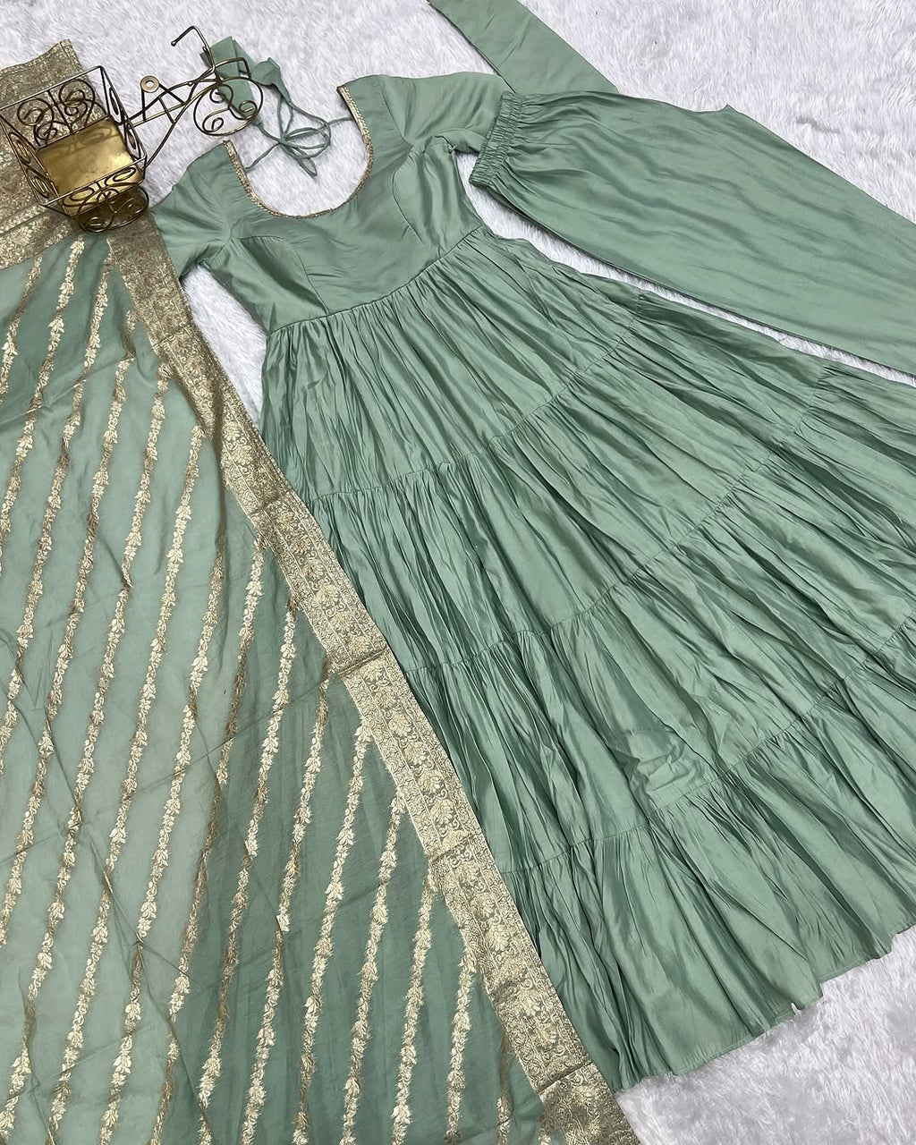 Pista Roman silk flared Ashika designer Anarkali gown