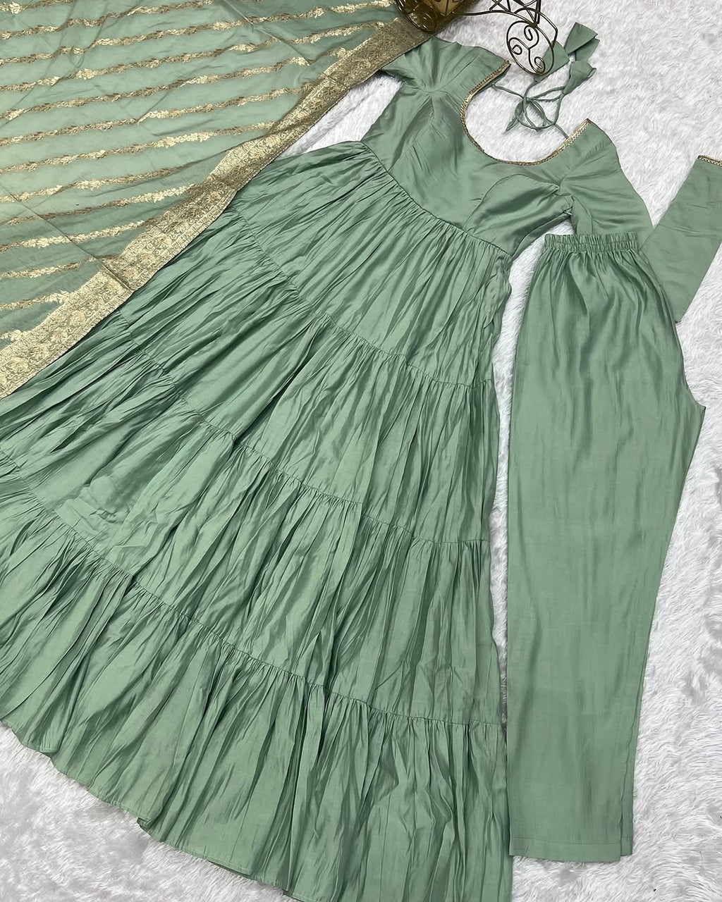 Pista Roman silk flared Ashika designer Anarkali gown