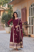 Wine georgette embroidered Ashvi designer Anarkali gown