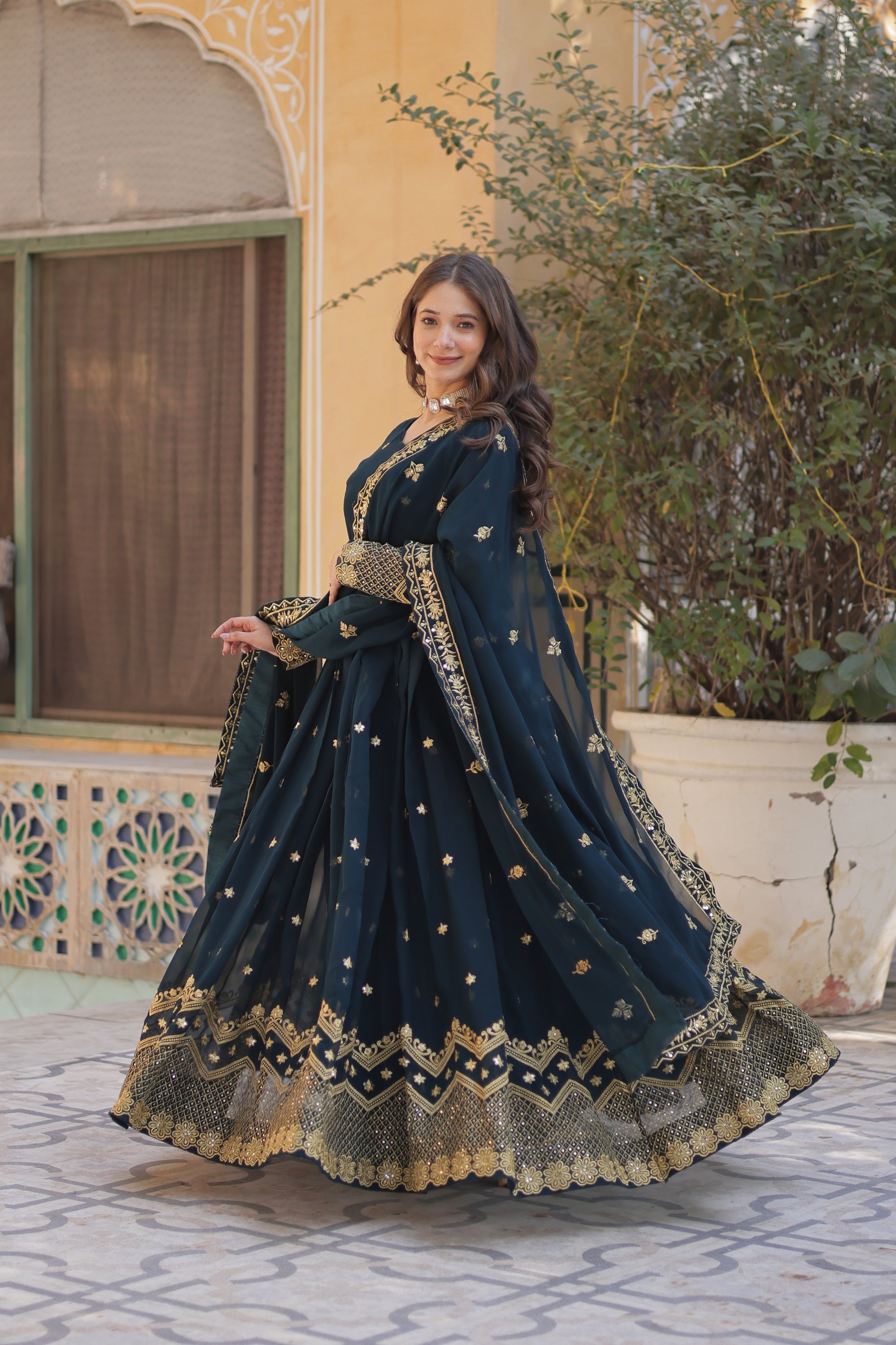 Rama georgette embroidered Avyuktha designer Anarkali gown
