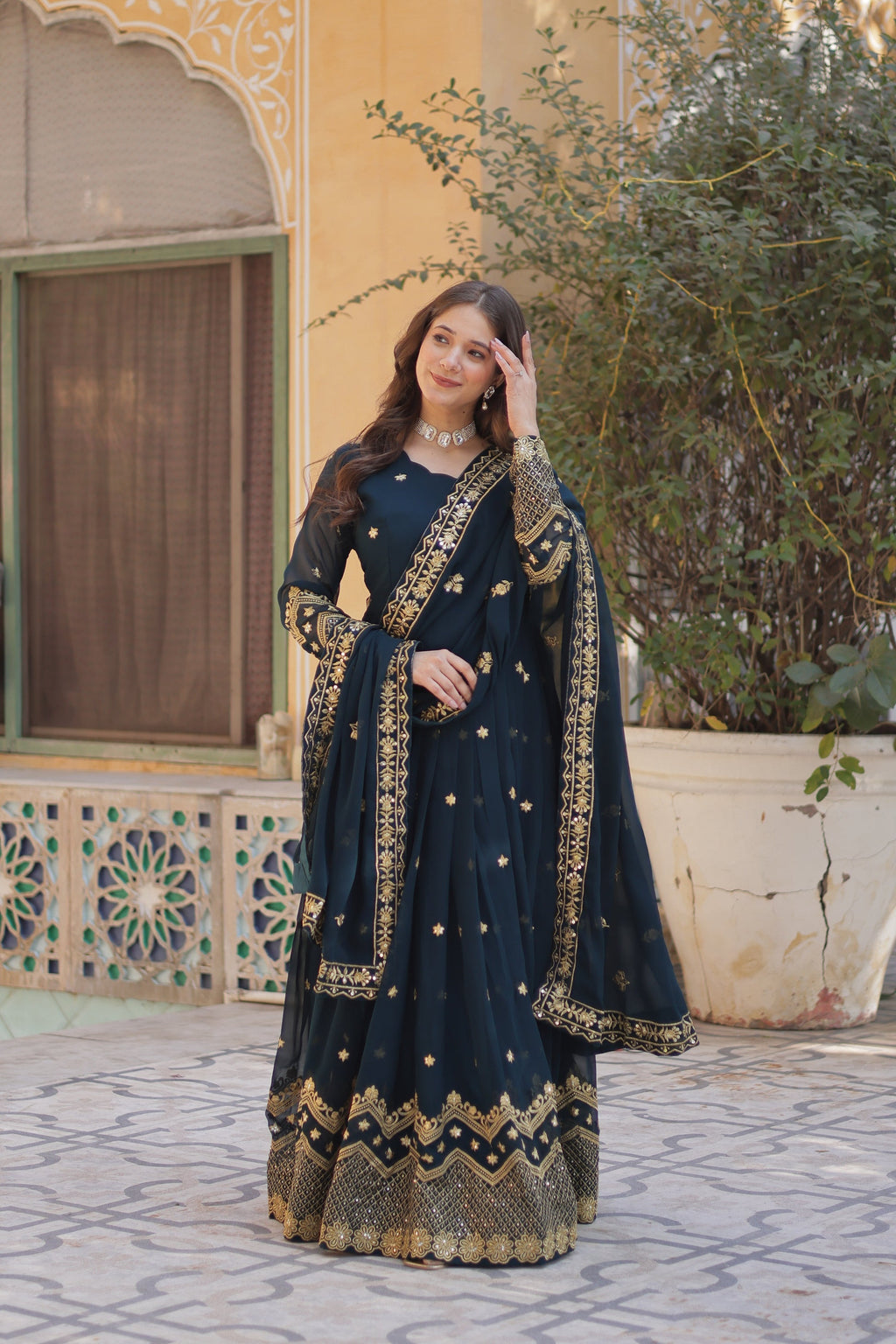 Rama georgette embroidered Avyuktha designer Anarkali gown